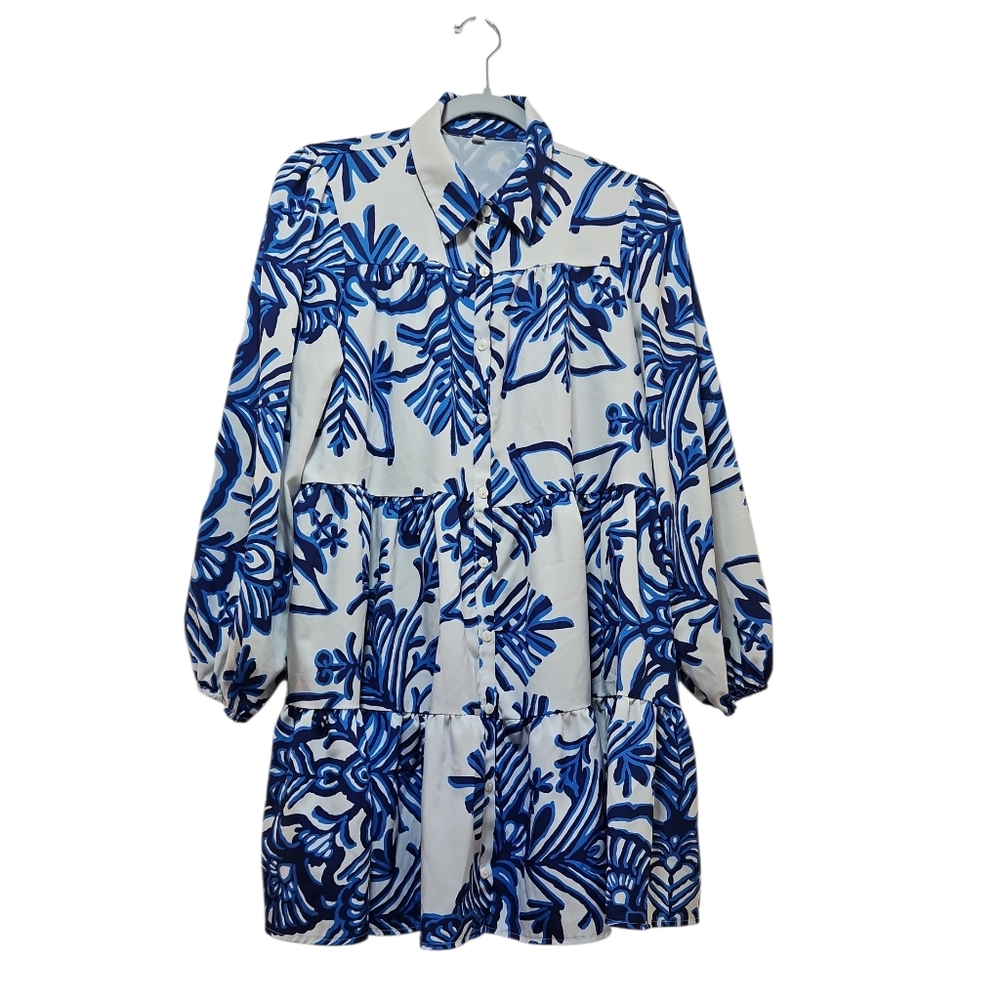 Blue and White Floral Dress